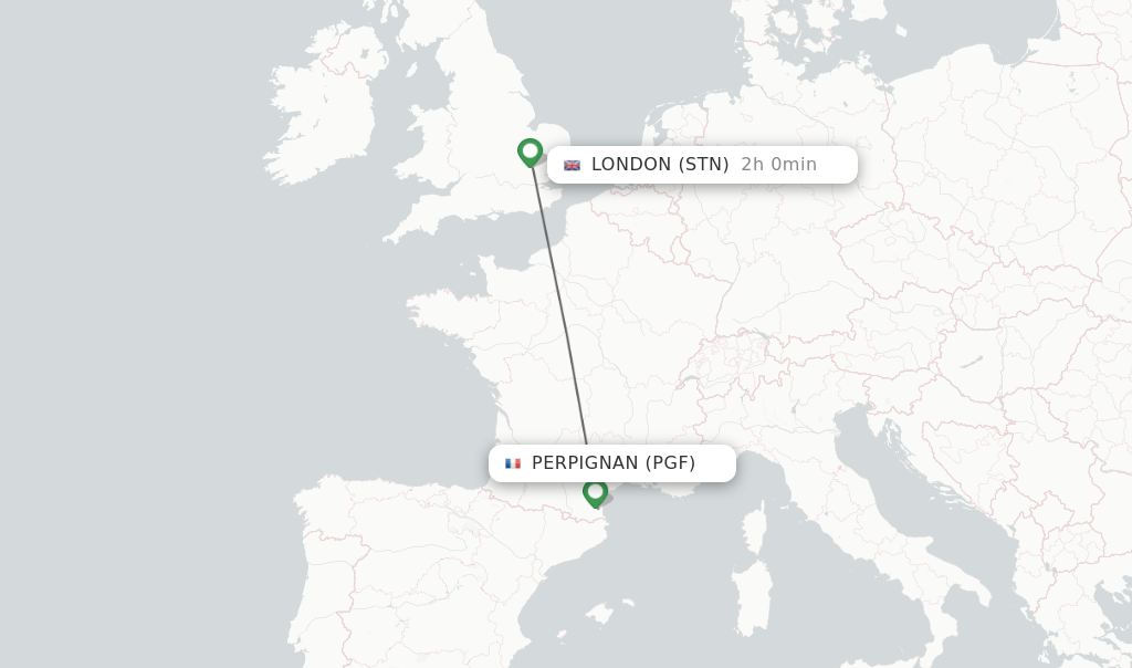 Direct (nonstop) flights from Perpignan to London schedules
