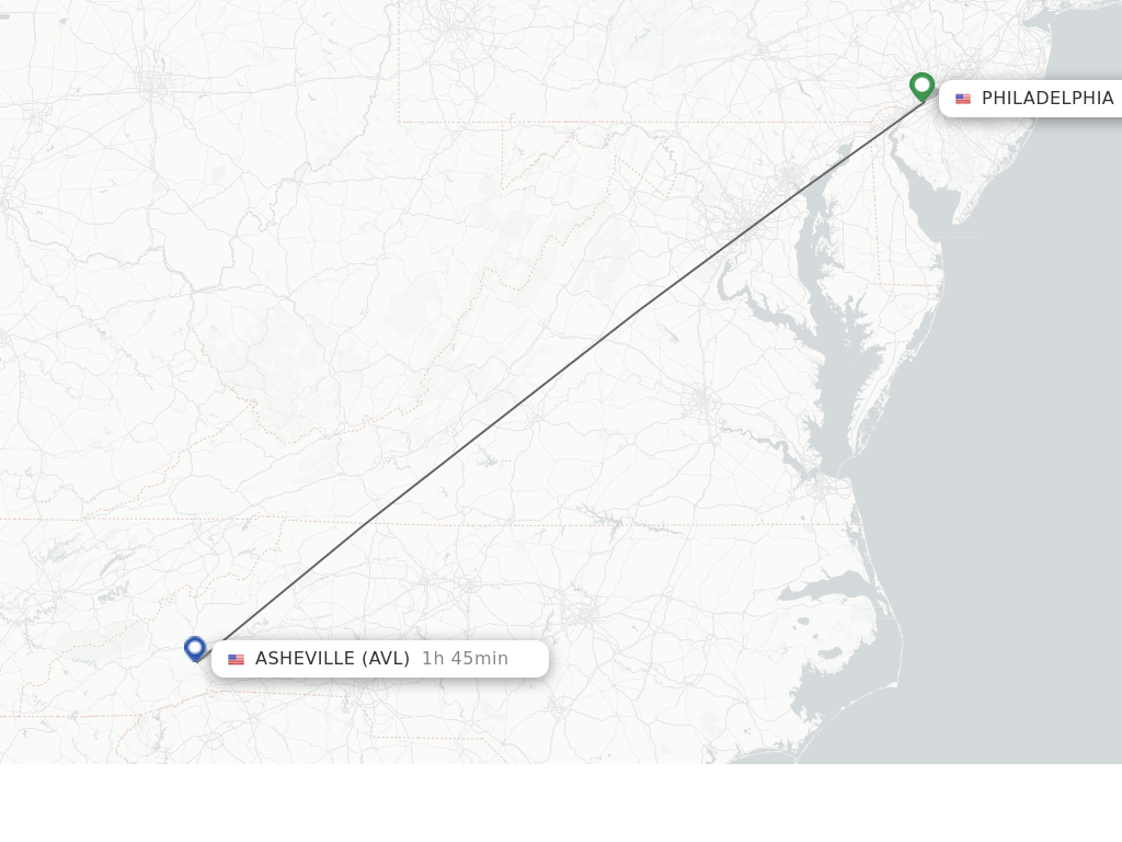Direct (nonstop) flights from Philadelphia to Asheville schedules