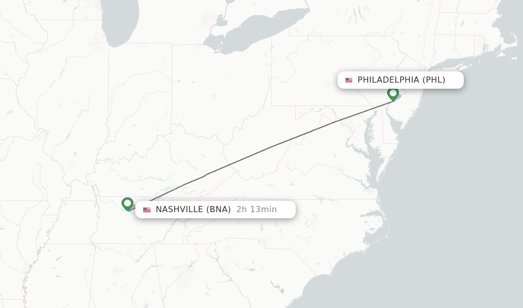 Direct (nonstop) flights from Philadelphia to Nashville schedules