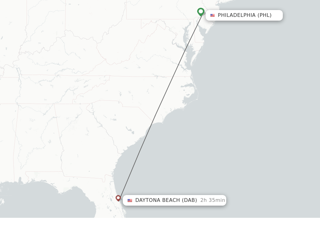 Direct (nonstop) flights from Philadelphia to Daytona Beach schedules