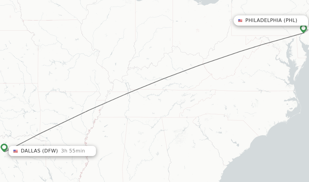 Direct (nonstop) flights from Philadelphia to Dallas schedules