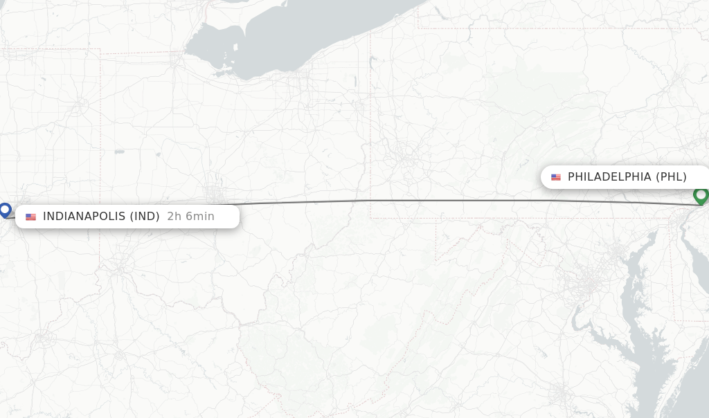 Direct (nonstop) flights from Philadelphia to Indianapolis schedules