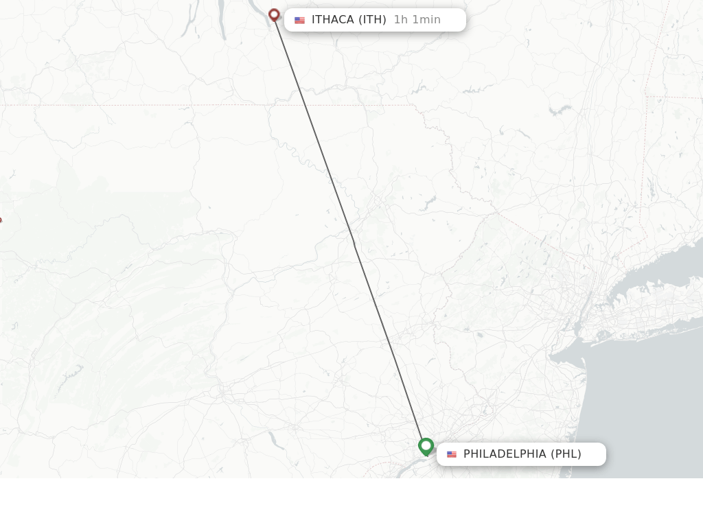 Direct (nonstop) flights from Philadelphia to Ithaca schedules