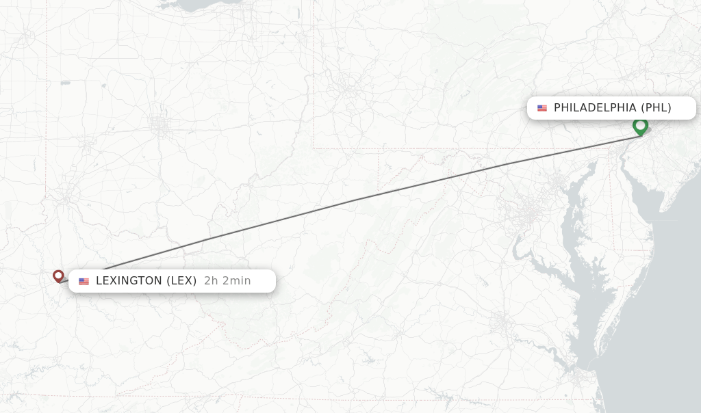 Direct (nonstop) flights from Philadelphia to Lexington schedules
