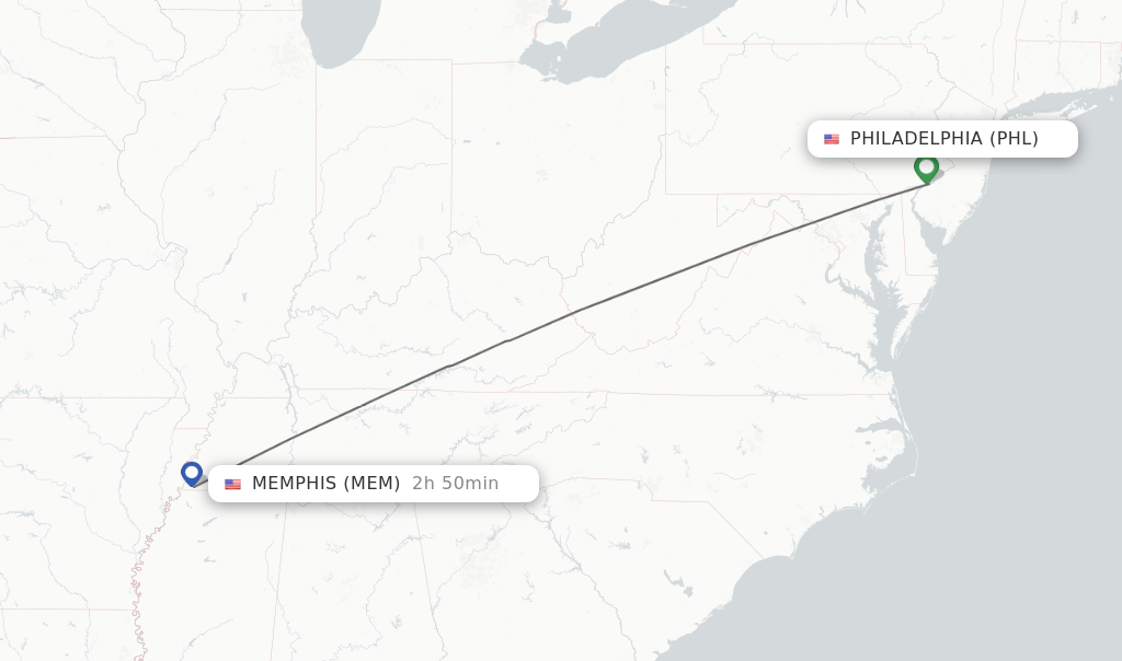 Direct (nonstop) flights from Philadelphia to Memphis schedules