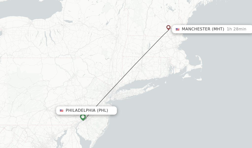 Direct (nonstop) flights from Philadelphia to Manchester schedules
