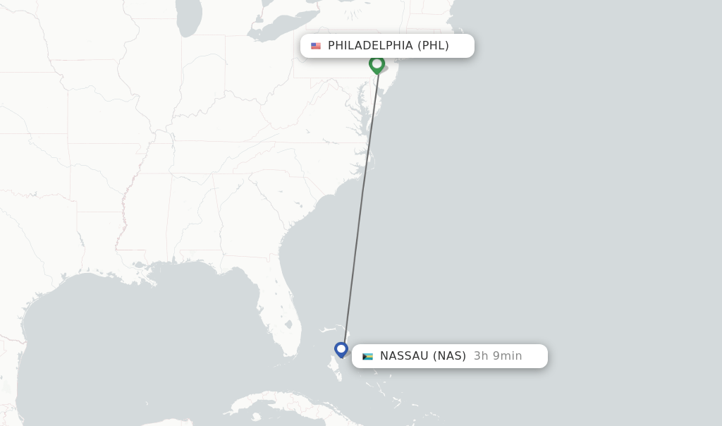 Direct (nonstop) flights from Philadelphia to Nassau schedules