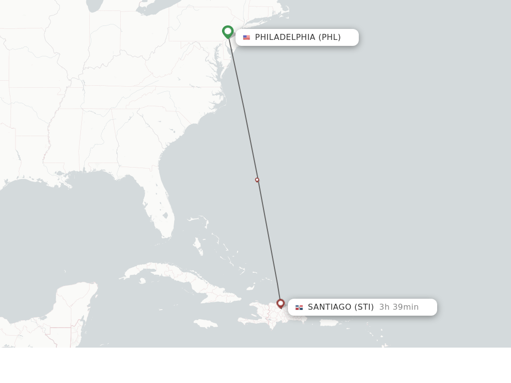 Direct (nonstop) flights from Philadelphia to Santiago schedules