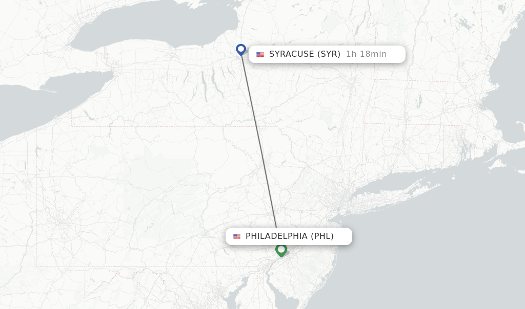 Direct (nonstop) flights from Philadelphia to Syracuse schedules