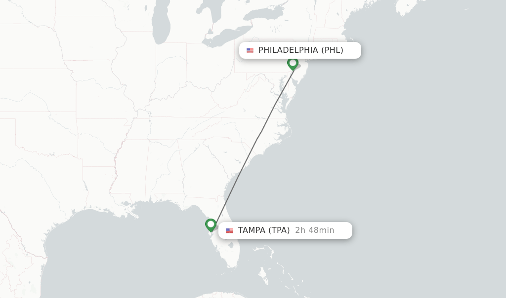 Direct (nonstop) flights from Philadelphia to Tampa schedules