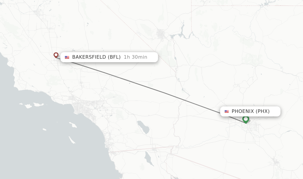 Direct (nonstop) flights from Phoenix to Bakersfield schedules