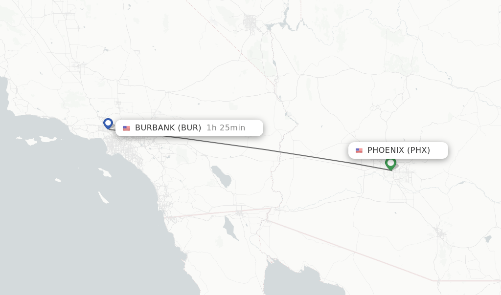 Direct (nonstop) flights from Phoenix to Burbank schedules