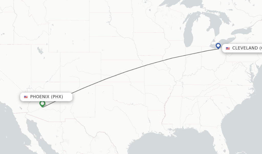 Direct (nonstop) flights from Phoenix to Cleveland schedules