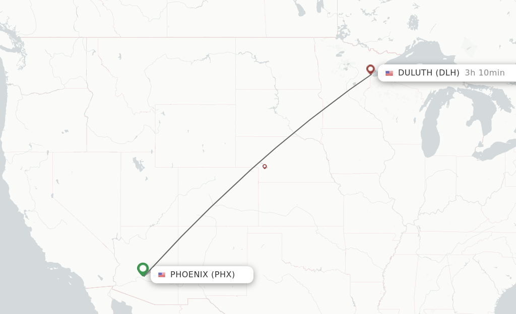 Direct (nonstop) flights from Phoenix to Duluth schedules