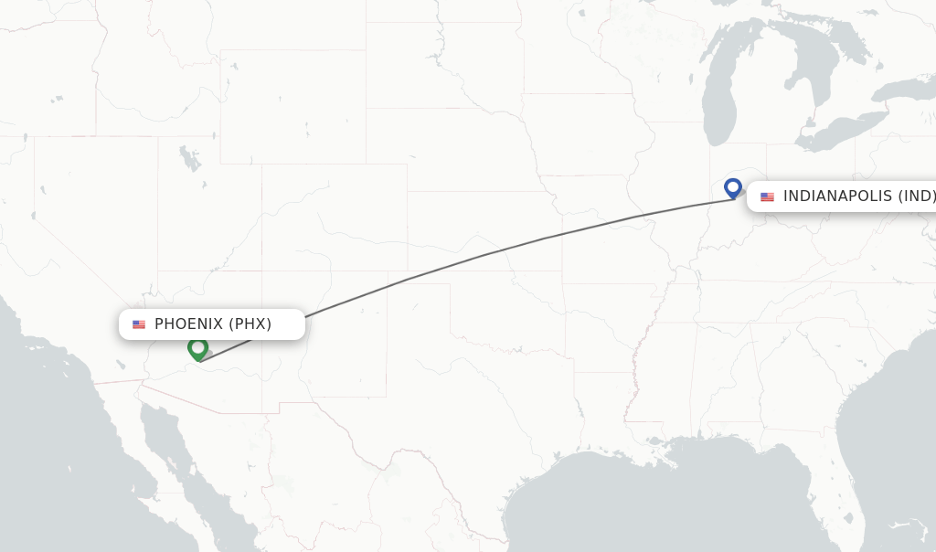 Direct (nonstop) flights from Phoenix to Indianapolis schedules