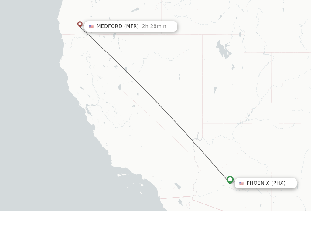 Direct (nonstop) flights from Phoenix to Medford schedules