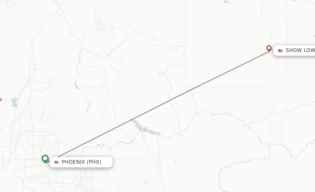 Direct (nonstop) flights from Phoenix to Show Low schedules