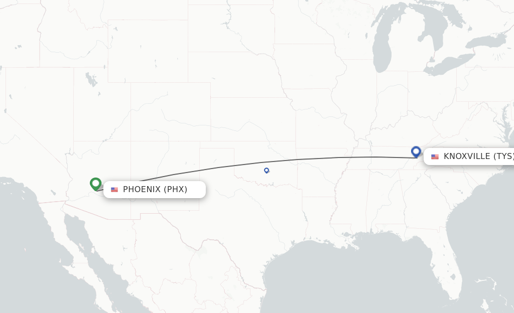 Direct (nonstop) flights from Phoenix to Knoxville schedules