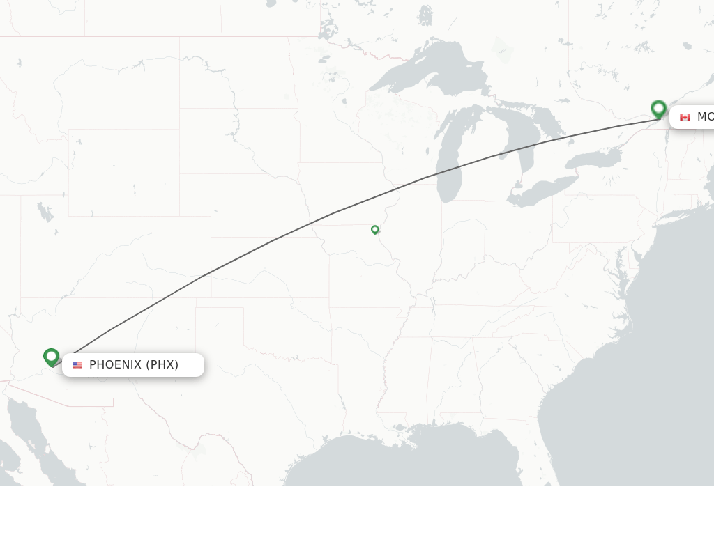Direct (nonstop) flights from Phoenix to Montreal schedules
