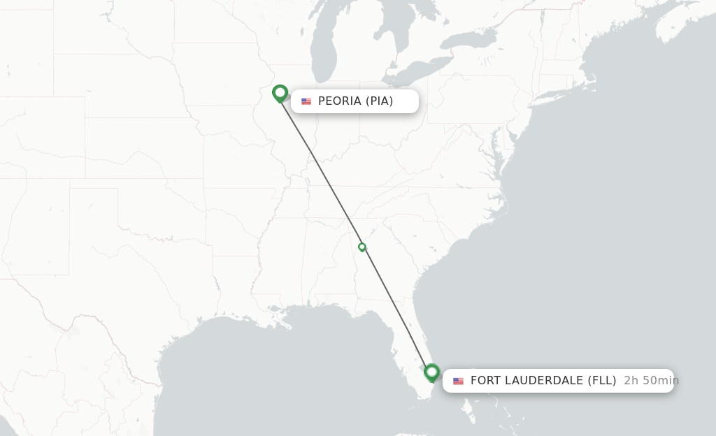 Direct (nonstop) flights from Peoria to Fort Lauderdale schedules