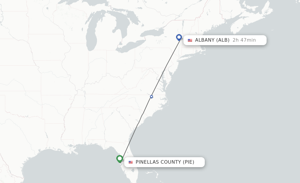 Direct (nonstop) flights from Saint Petersburg to Albany schedules