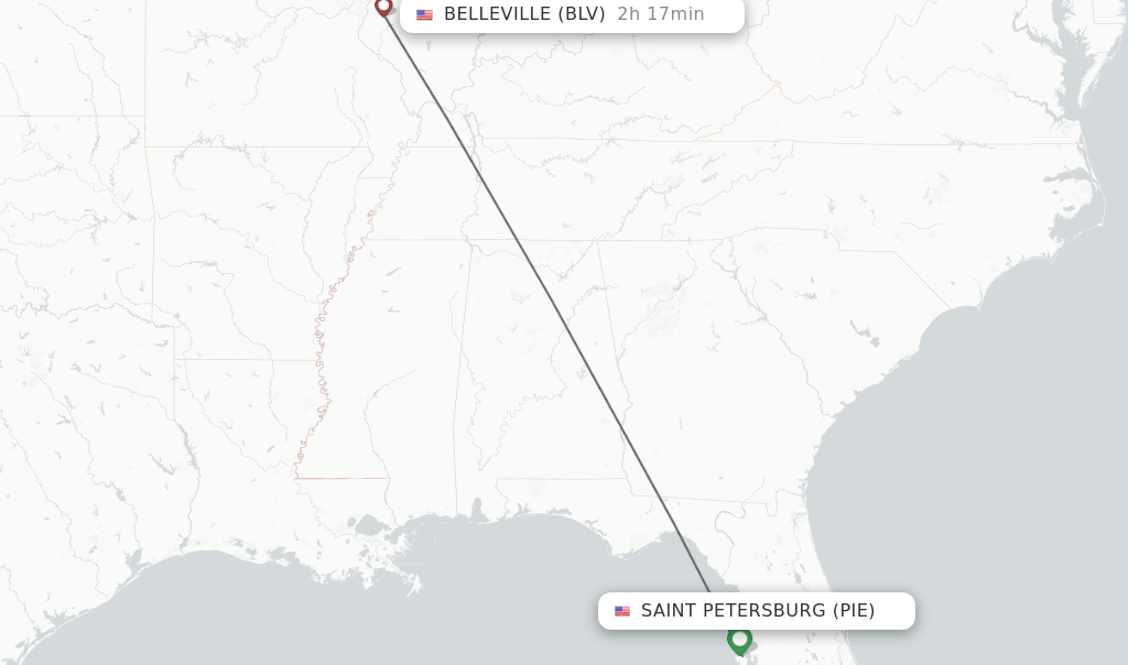 Direct (nonstop) flights from Saint Petersburg to Belleville