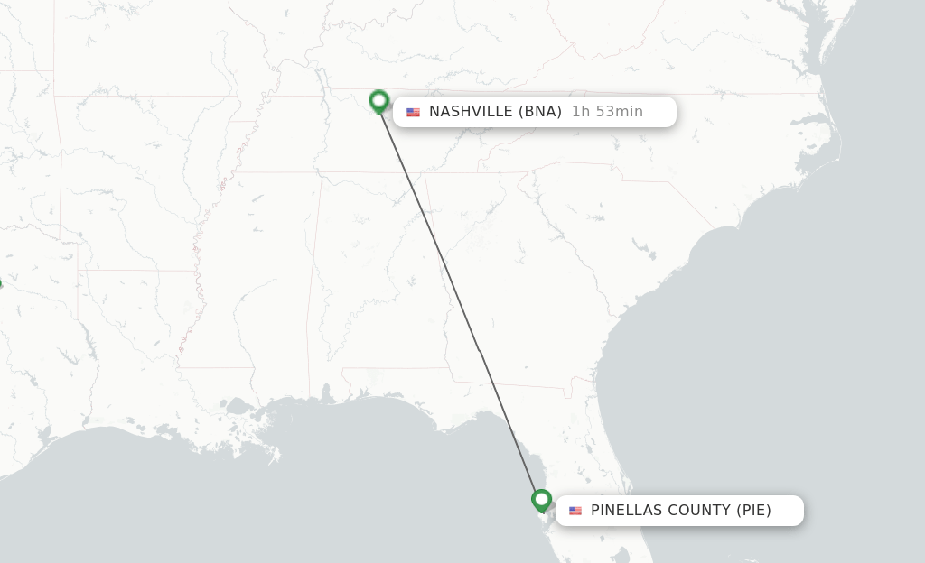 Direct (nonstop) flights from Saint Petersburg to Nashville