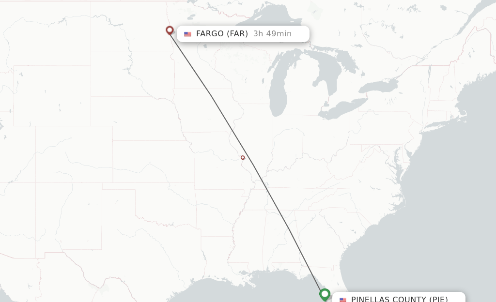 Direct (nonstop) flights from Saint Petersburg to Fargo schedules