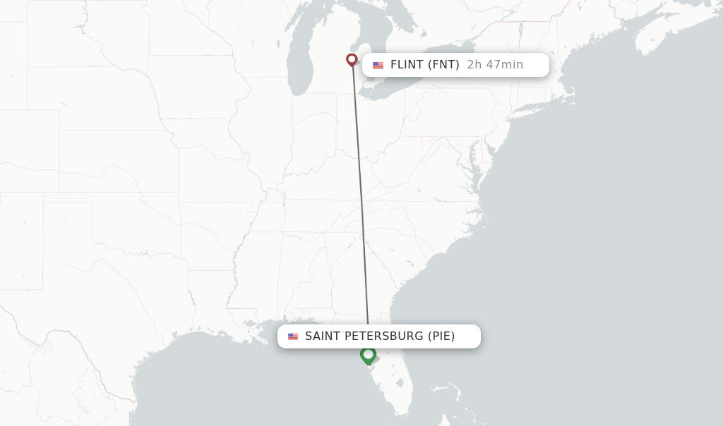 Direct (nonstop) flights from Saint Petersburg to Flint schedules