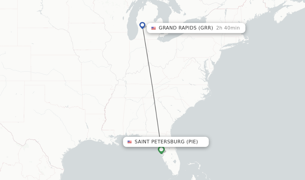 Direct (nonstop) flights from Saint Petersburg to Grand Rapids