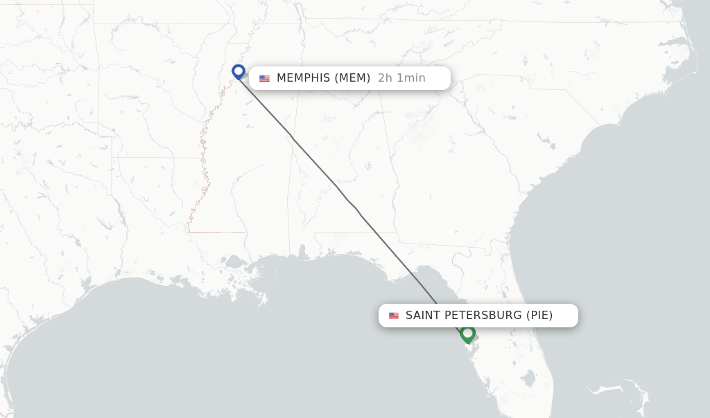 Direct (nonstop) flights from Saint Petersburg to Memphis schedules