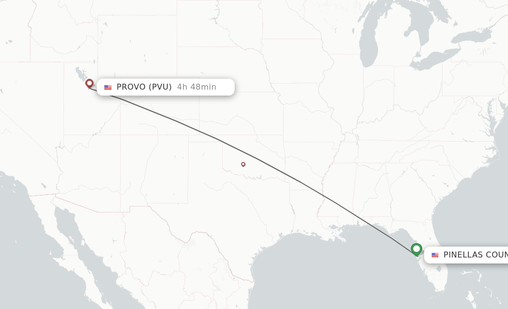 Direct (nonstop) flights from Saint Petersburg to Provo schedules