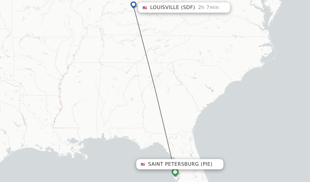 Direct (nonstop) flights from Saint Petersburg to Louisville