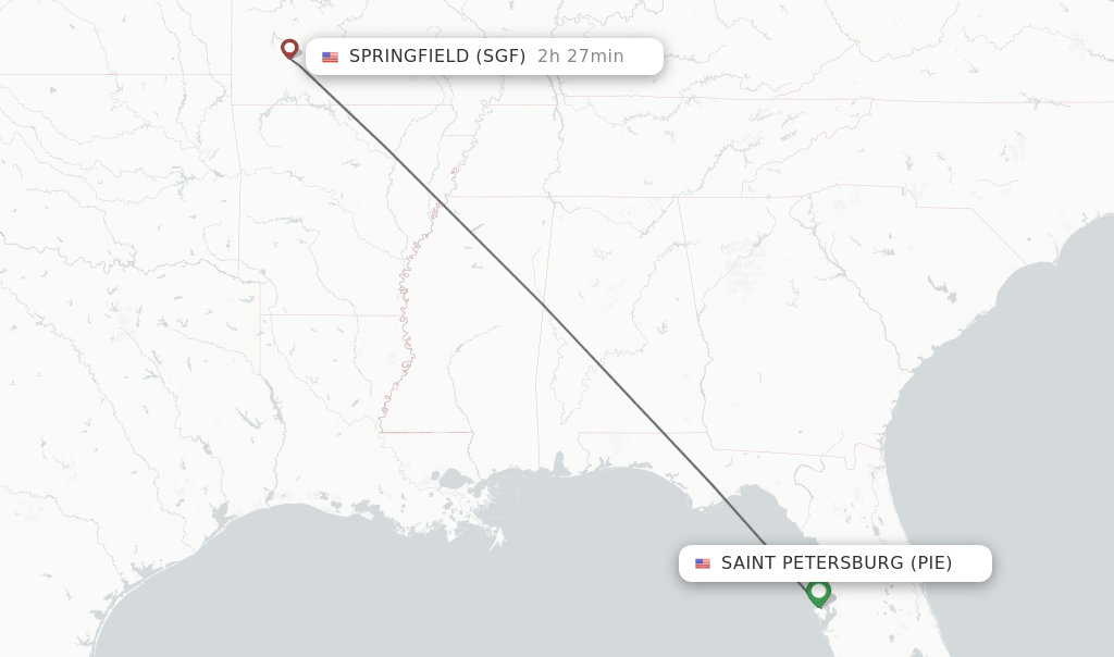 Direct (nonstop) flights from Saint Petersburg to Springfield