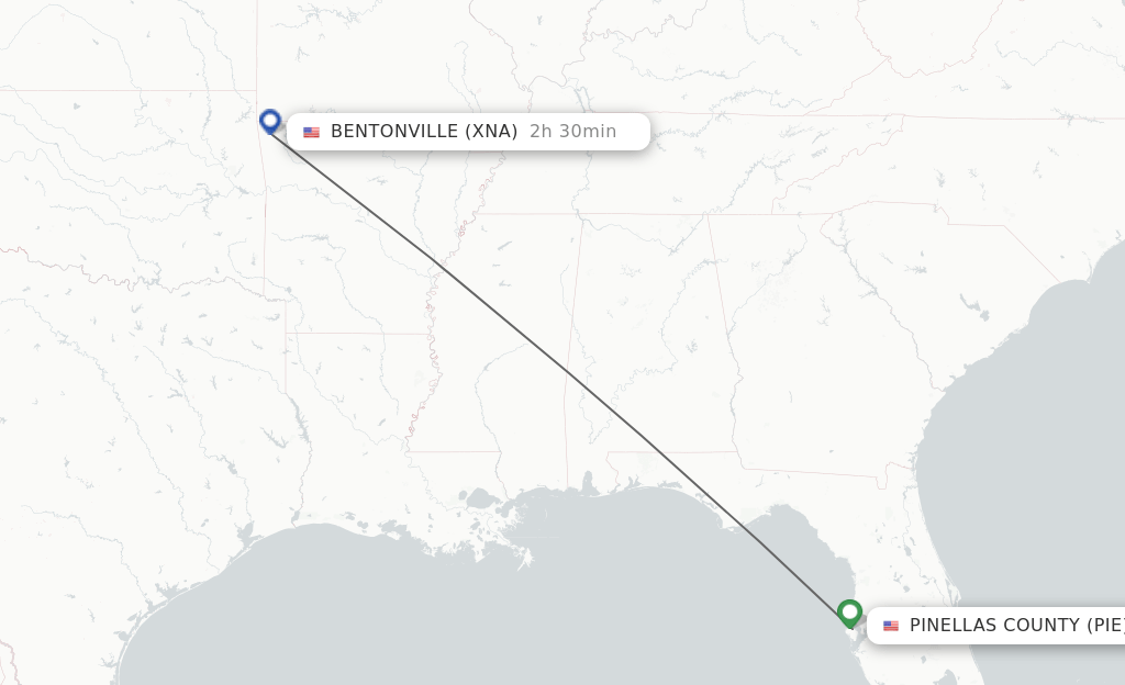 Direct (nonstop) flights from Saint Petersburg to Bentonville