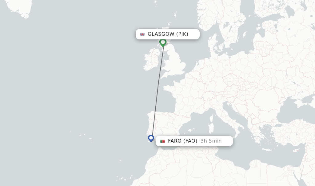 Direct (nonstop) flights from Glasgow to Faro schedules