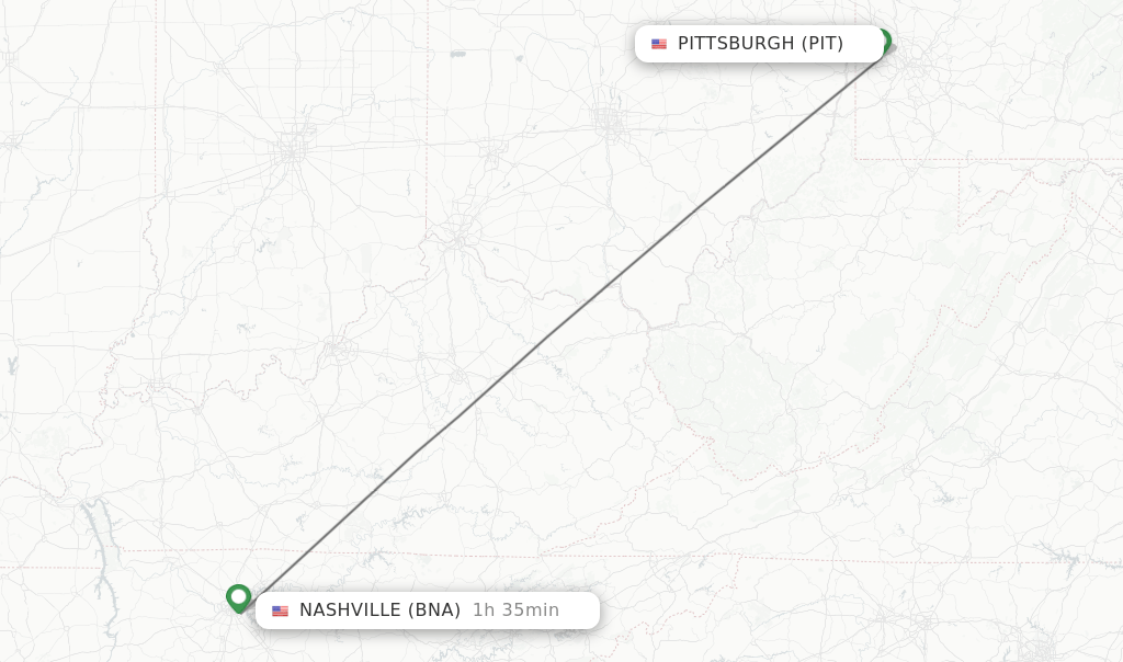 Direct (nonstop) flights from Pittsburgh to Nashville schedules