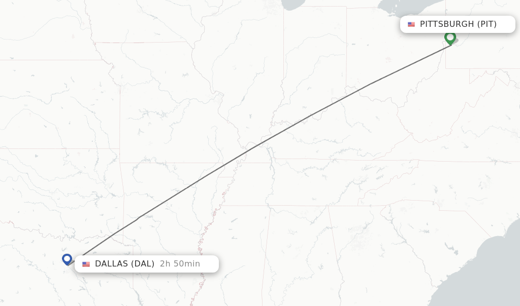 Direct (nonstop) flights from Pittsburgh to Dallas schedules