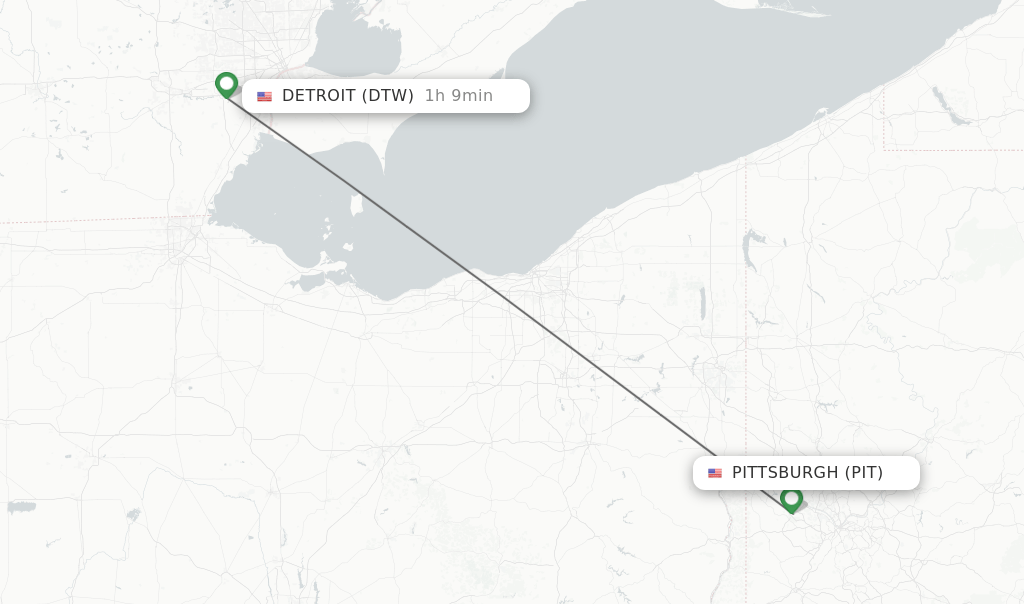 Direct (nonstop) flights from Pittsburgh to Detroit schedules