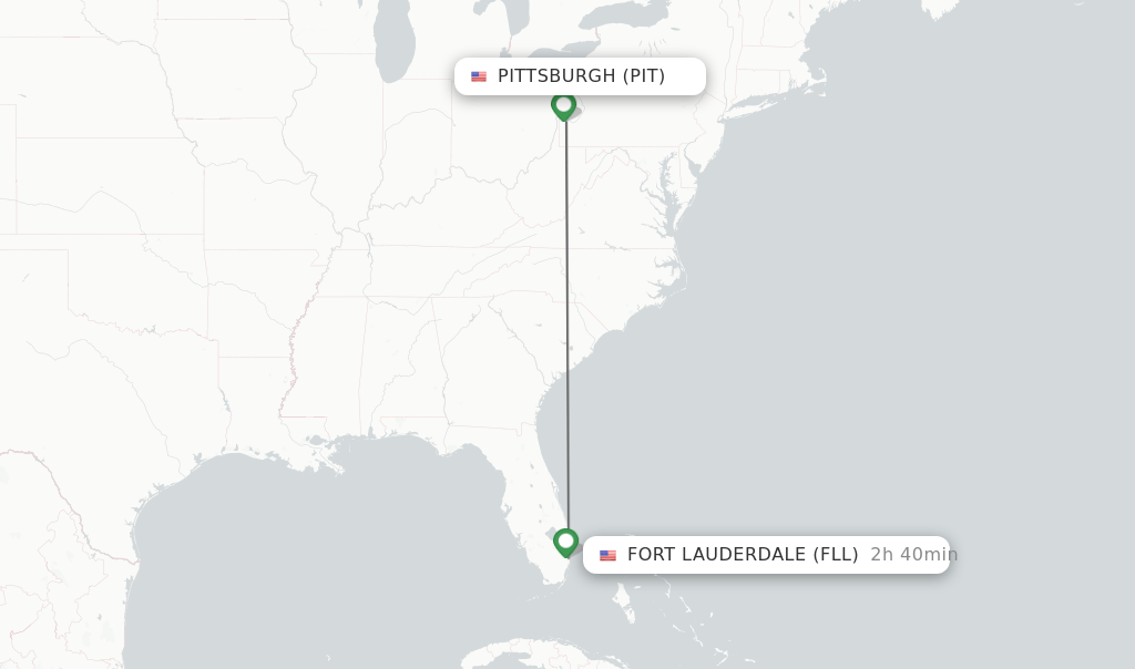 Direct (nonstop) flights from Pittsburgh to Fort Lauderdale
