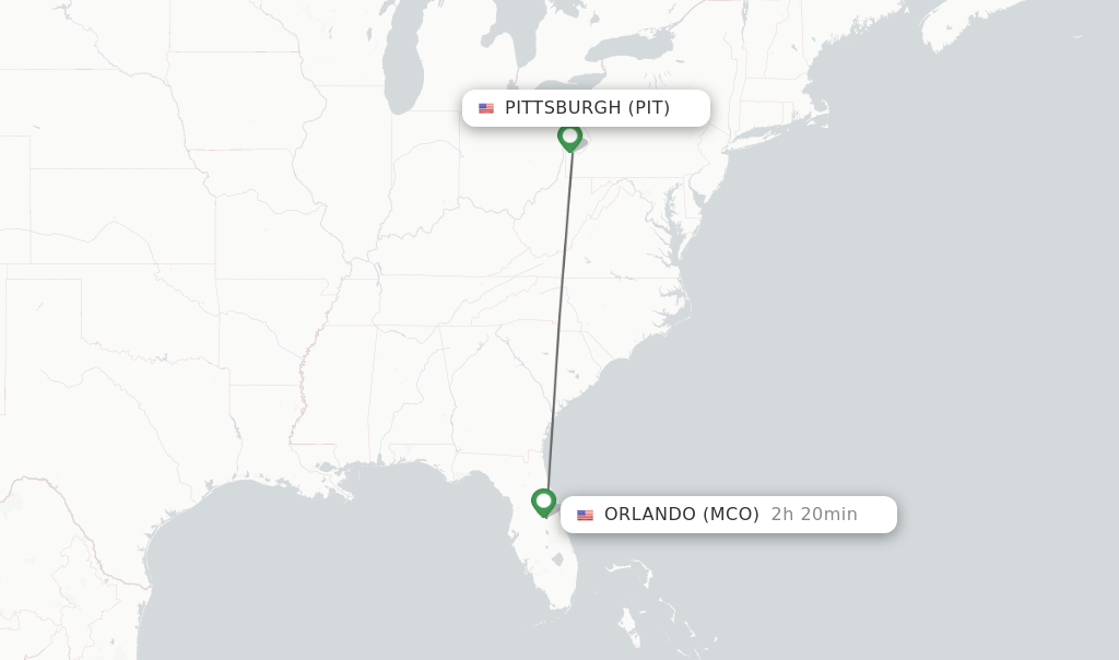 Direct (nonstop) flights from Pittsburgh to Orlando schedules