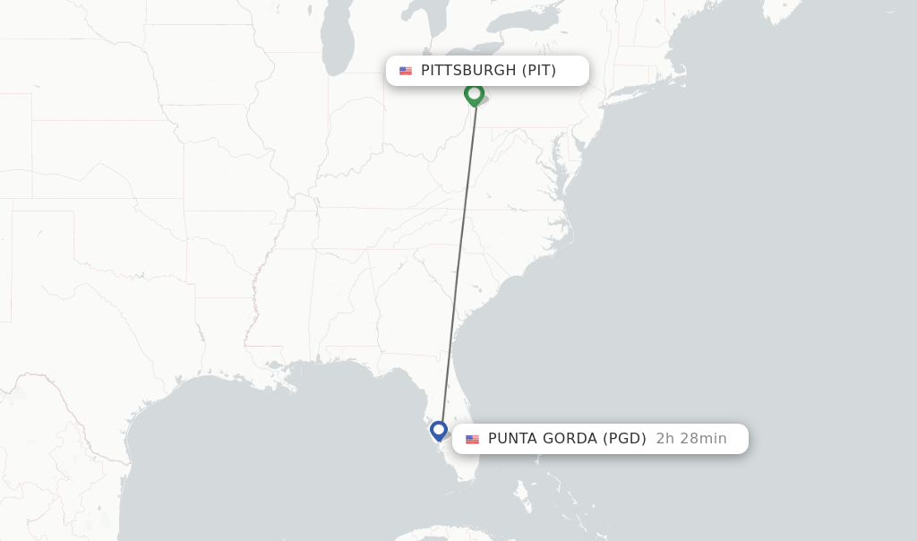 Direct (nonstop) flights from Pittsburgh to Punta Gorda schedules