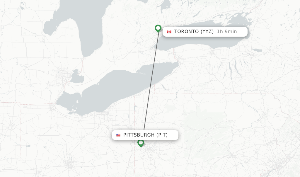 Direct (nonstop) flights from Pittsburgh to Toronto schedules