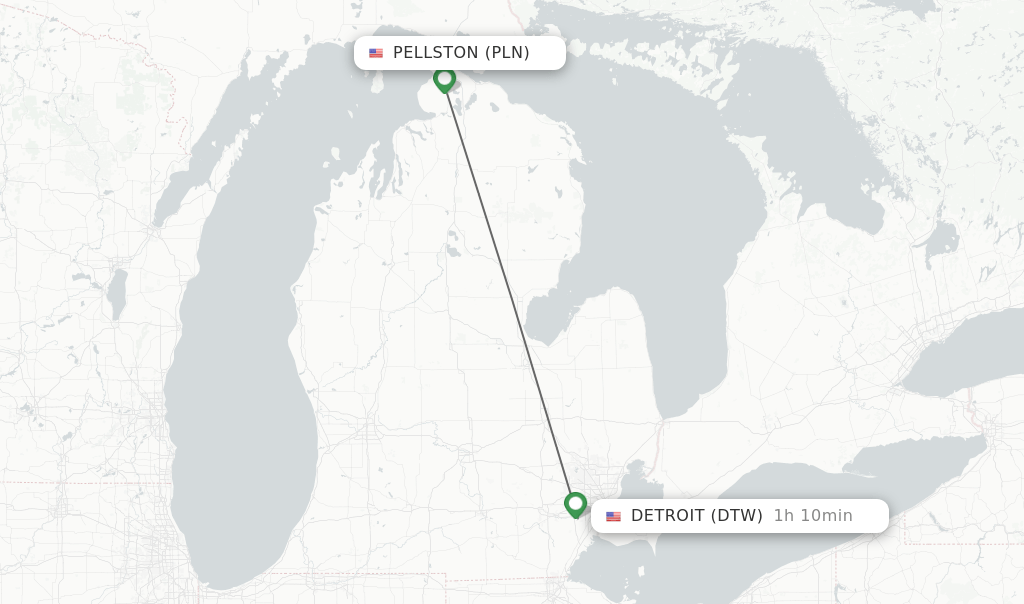 Direct (nonstop) flights from Pellston to Detroit schedules