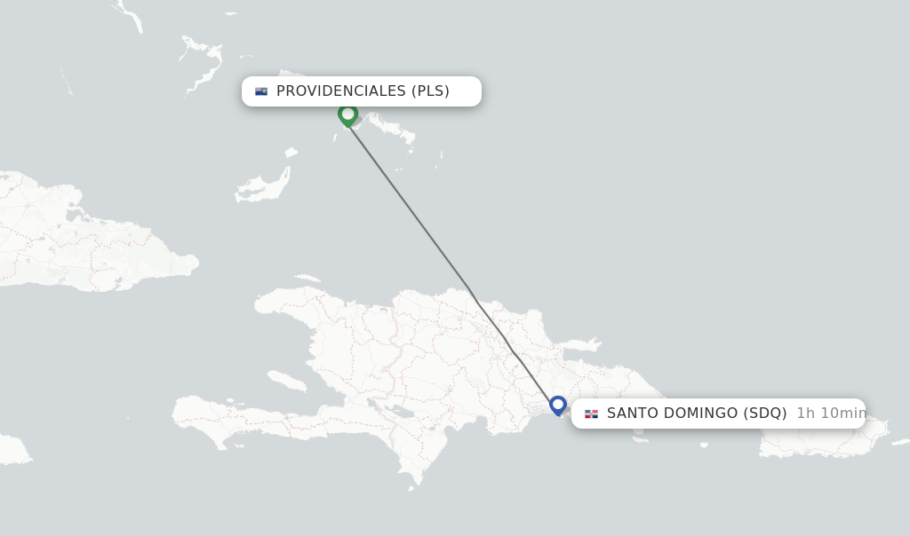 Direct (nonstop) flights from Providenciales to Santo Domingo