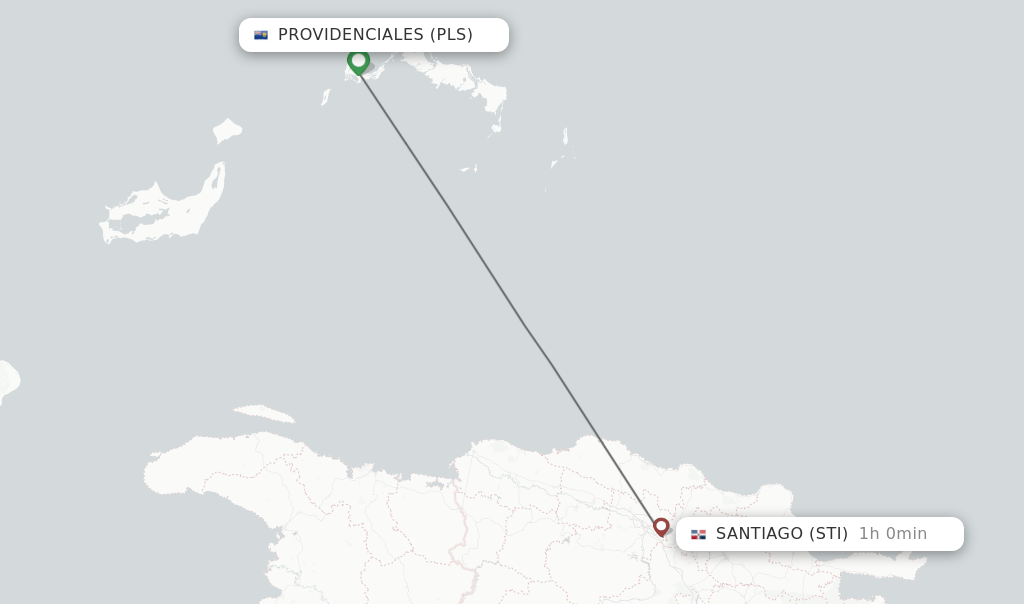 Direct (nonstop) flights from Providenciales to Santiago schedules