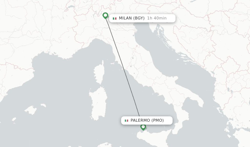 Direct (nonstop) flights from Palermo to Milan schedules