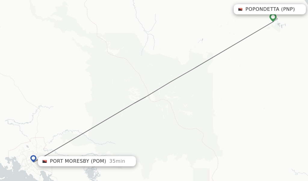 Direct (nonstop) flights from Popondetta to Port Moresby schedules