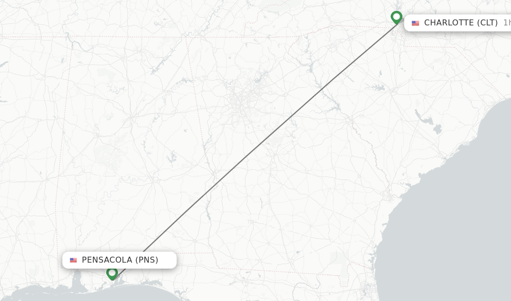 Direct (nonstop) flights from Pensacola to Charlotte schedules