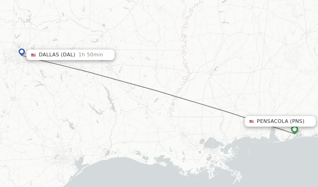 Direct (nonstop) flights from Pensacola to Dallas schedules